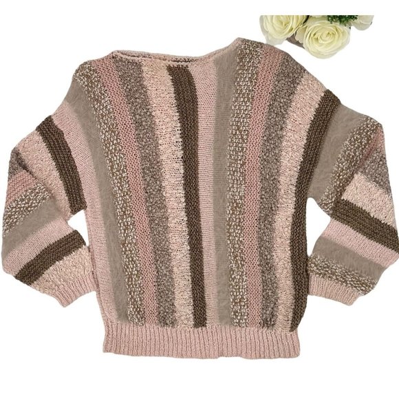 Beautiful Hand Knit Mohair Blend Sweater Women's Size Small/Med Pink Stripe NEW - Picture 5 of 8